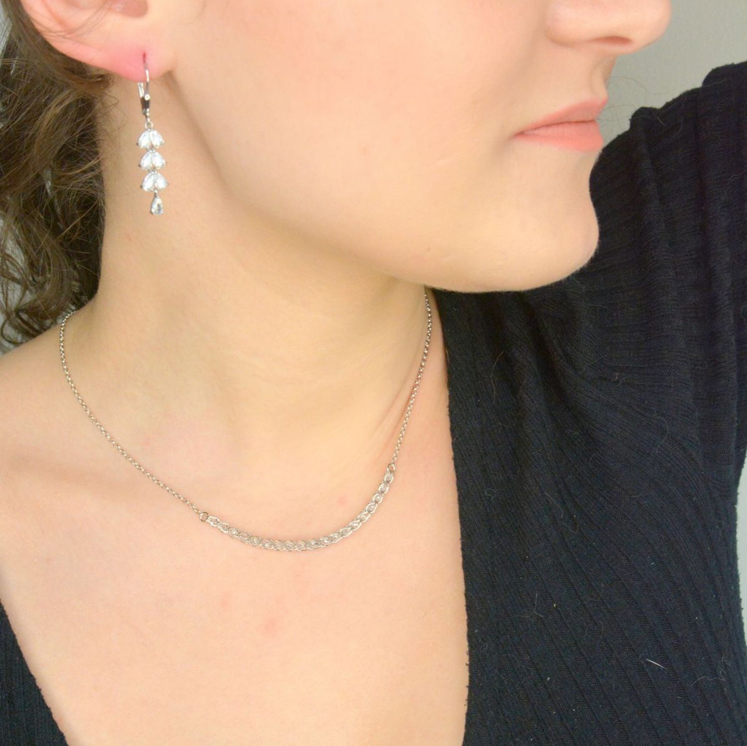 Naszyjnik srebrny damski zdobiony kryształkami próba 925, DIA-NSZ-12441-925 Ag.jpg