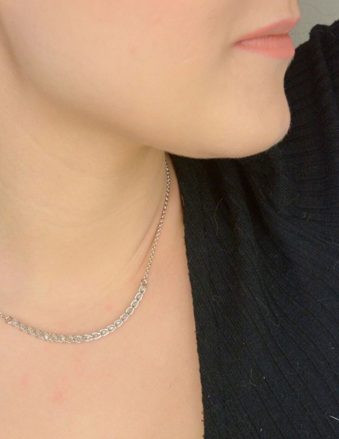 Naszyjnik srebrny damski zdobiony kryształkami próba 925, DIA-NSZ-12441-925 Ag.jpg