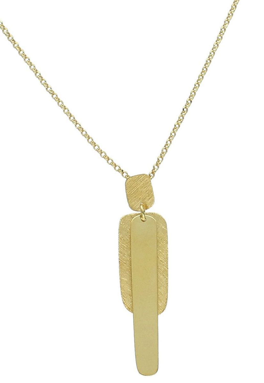 Naszyjnik damski pozłacany srebro 925 z trzema blaszkami – dwie matowe, jedna błyszcząca. Długość 42 + 2 cm. Minimalistyczny, nowoczesny, idealny na prezent.1.jpg