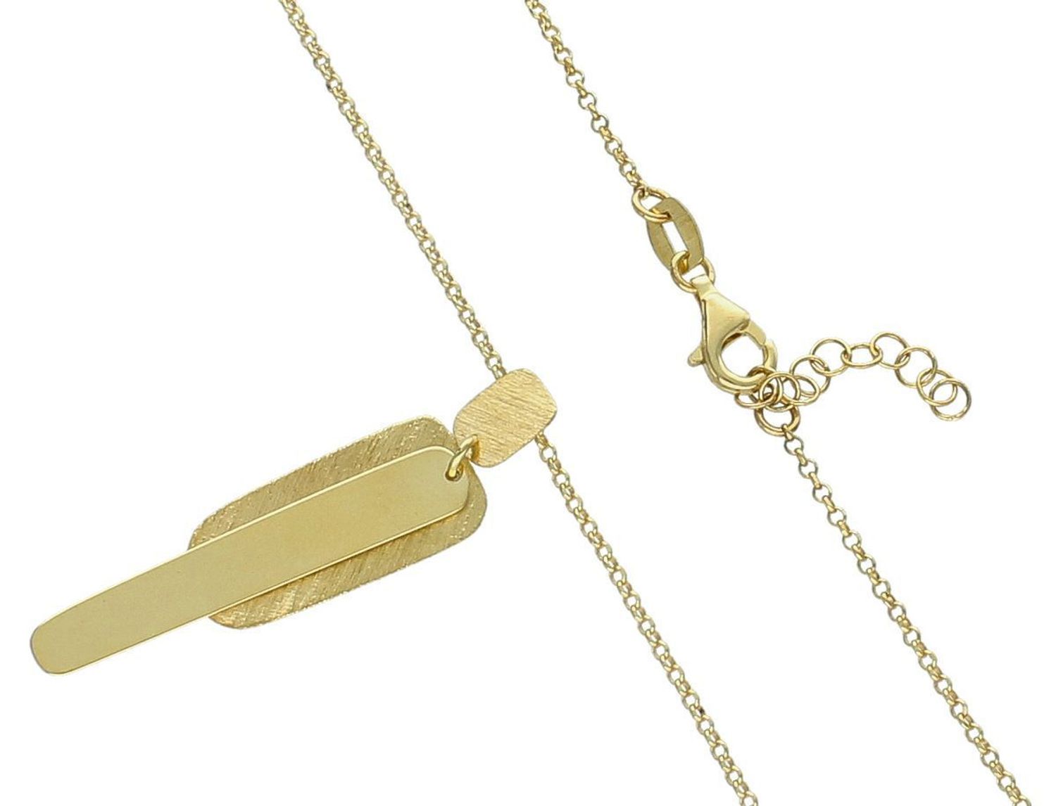 Naszyjnik damski pozłacany srebro 925 z trzema blaszkami – dwie matowe, jedna błyszcząca. Długość 42 + 2 cm. Minimalistyczny, nowoczesny, idealny na prezent.1.jpg