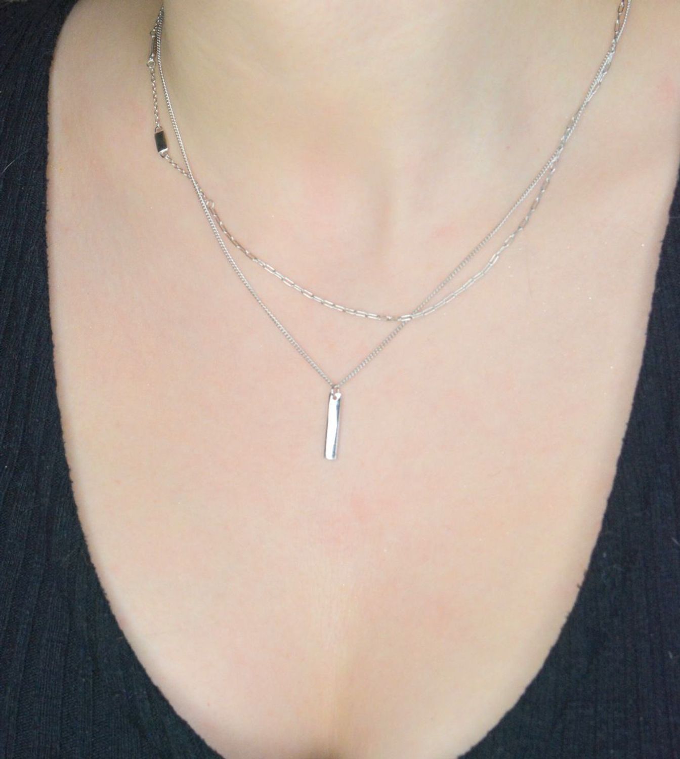 Naszyjnik srebrny podwójny próba 925, DIA-NSZ-12450-925.jpg