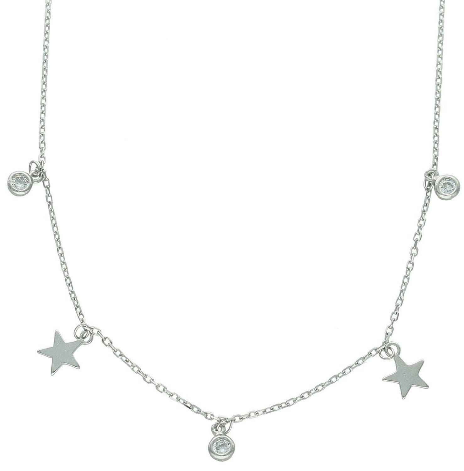 Naszyjnik srebrny celebrytka wiszące gwiazdki i cyrkonie próba 925, DIA-NSZ-12452-925. Naszyjnik wykonany z najwyższej jakości srebra. Idealny pomysł na prezent dla każdej kobiety.1.jpg