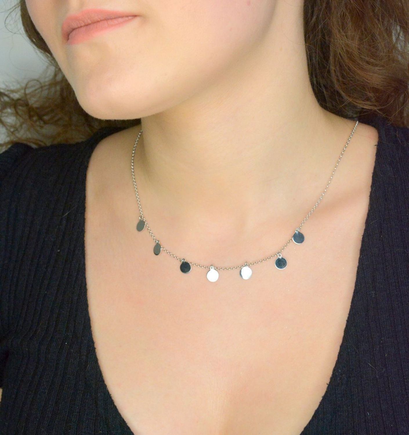 Naszyjnik srebrny celebrytka blaszki wiszące próba 925, DIA-NSZ-12456-925.jpg