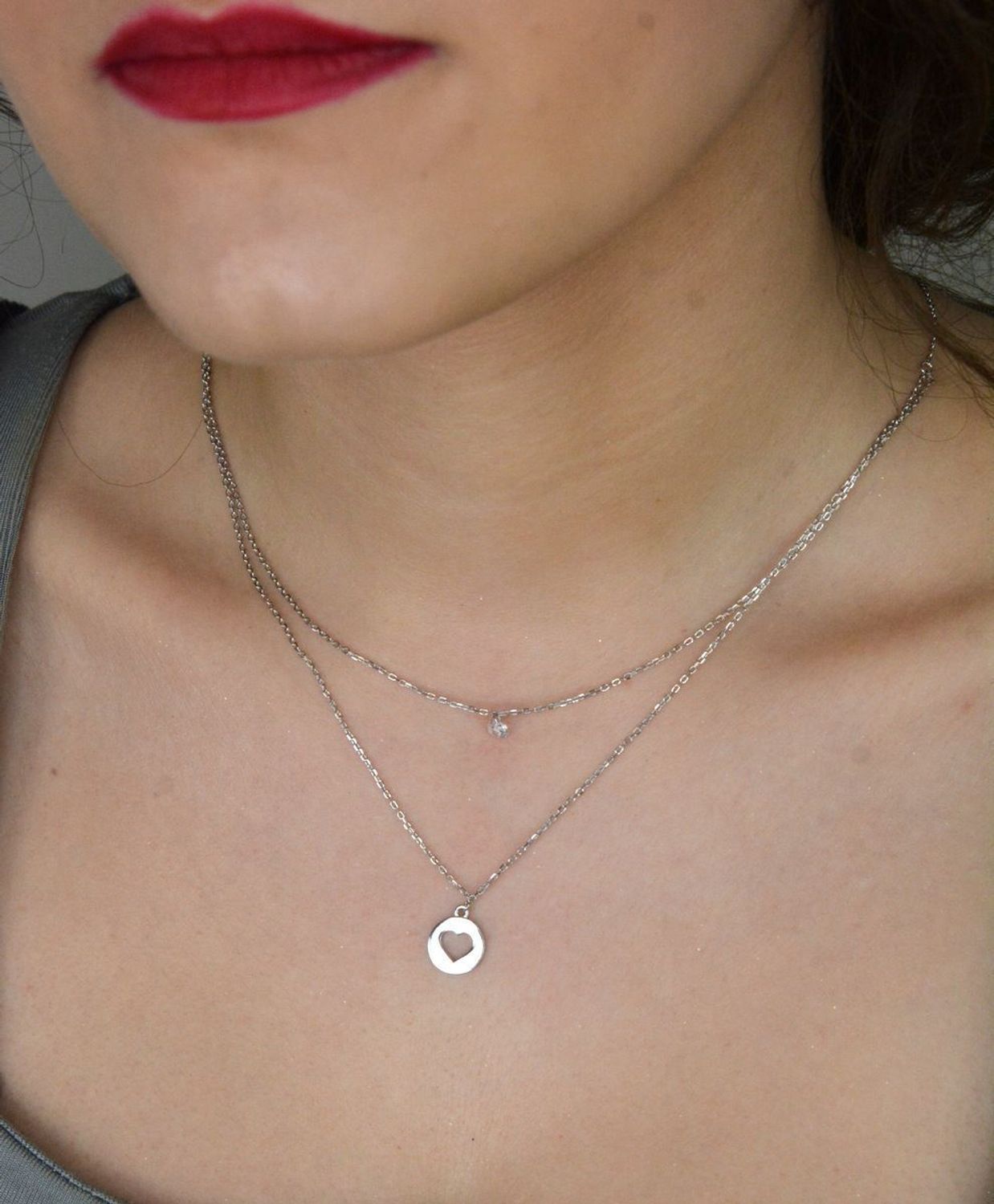 Naszyjnik srebrny celebrytka serce i diamencik próba 925, DIA-NSZ-12457-925. Naszyjnik wykonany z najwyższej jakości srebra. Idealny pomysł na prezent dla każdej kobiety.2.jpg