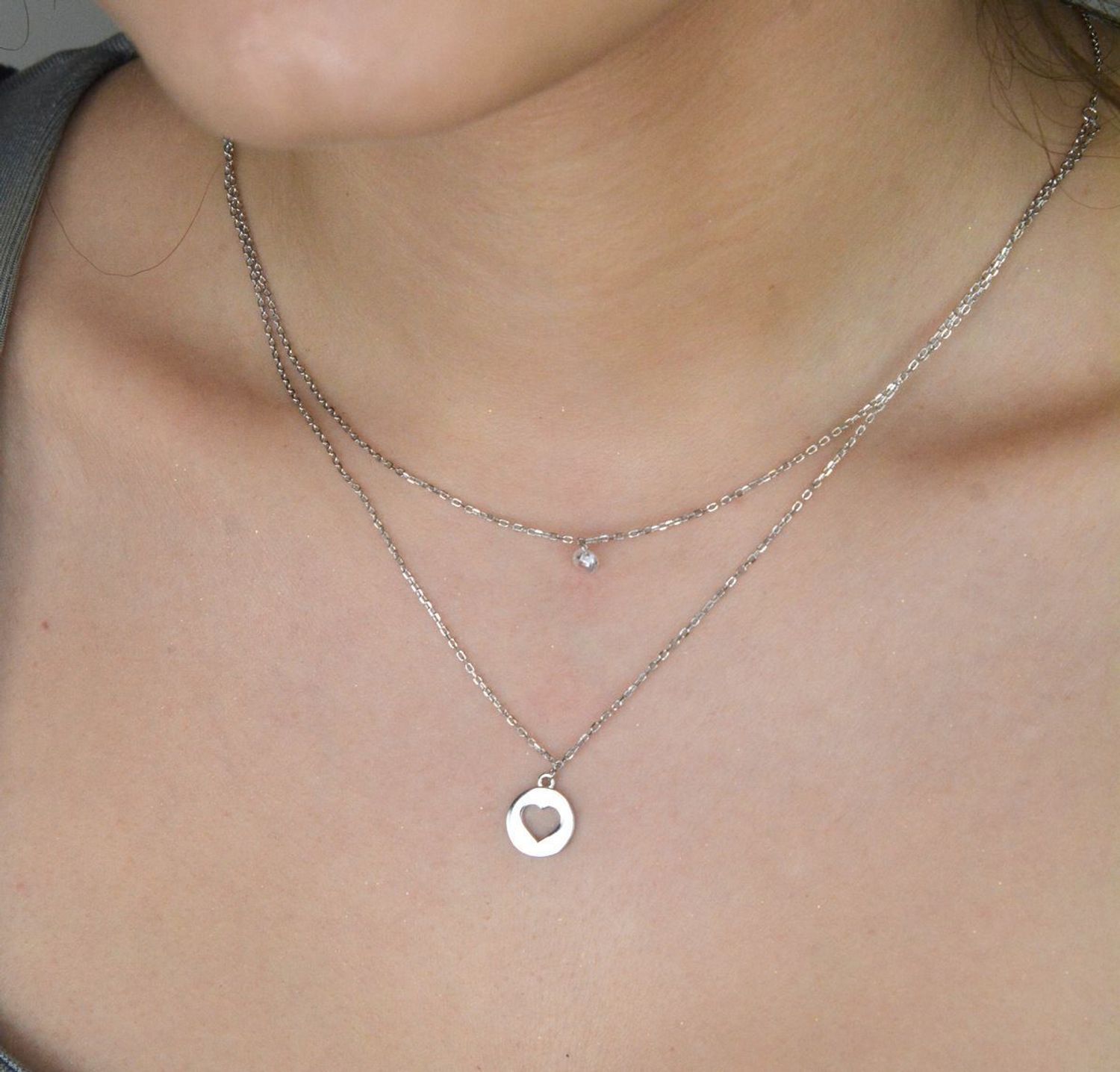 Naszyjnik srebrny celebrytka serce i diamencik próba 925, DIA-NSZ-12457-925. Naszyjnik wykonany z najwyższej jakości srebra. Idealny pomysł na prezent dla każdej kobiety.2.jpg