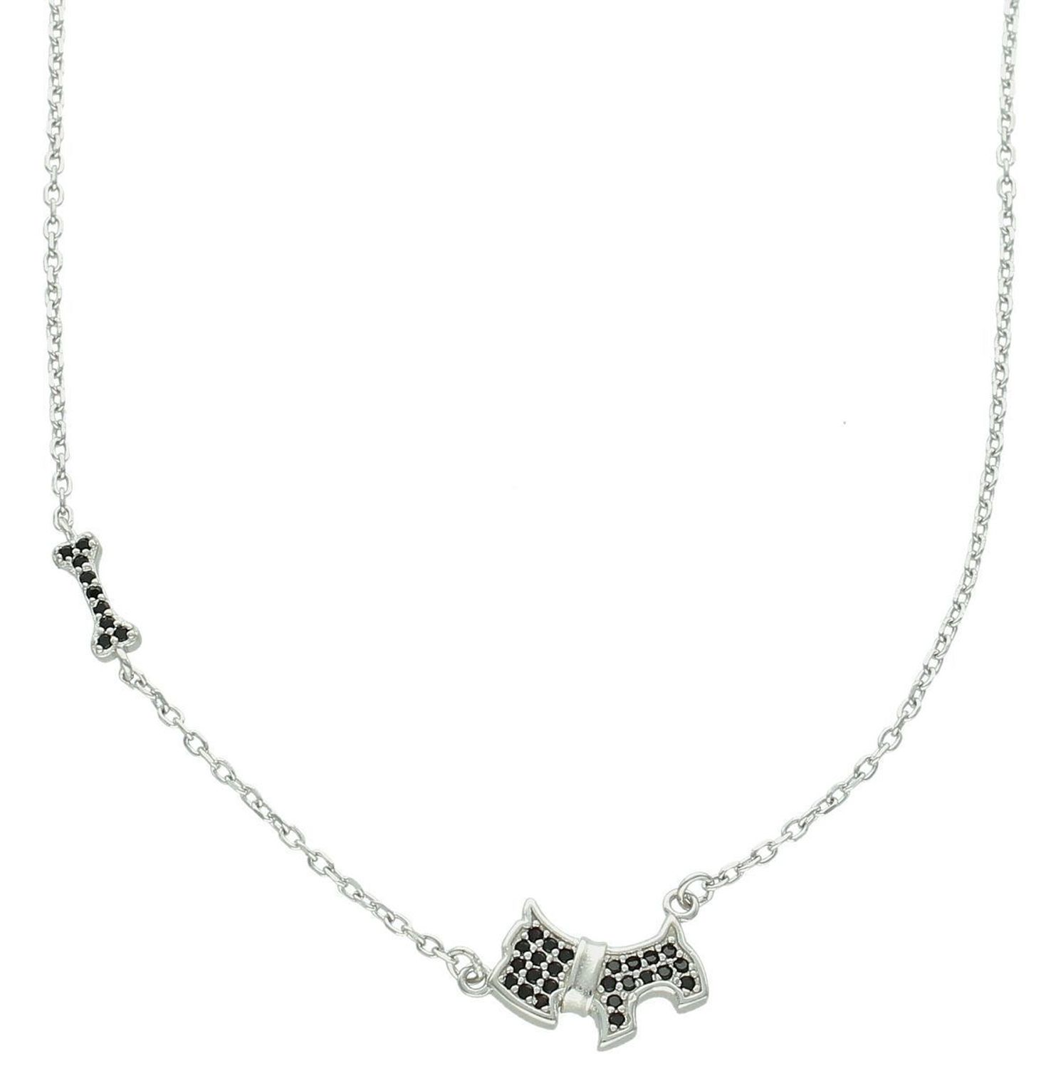 Naszyjnik srebrny próba 925 Piesek i kostka w czarnej cyrkoni DIA-NSZ-12596-925. Naszyjnik wykonany z najwyższej jakości srebra próby 925. Idealny pomysł na prezent dla dziewczynki1.jpg