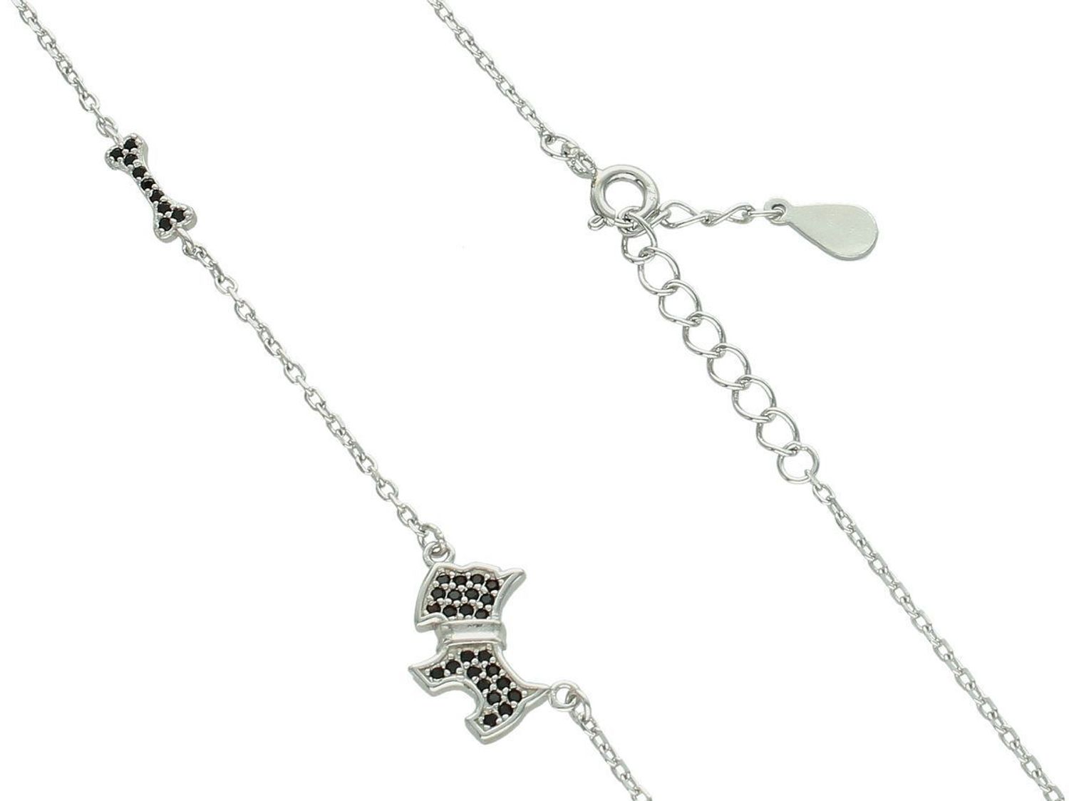 Naszyjnik srebrny próba 925 Piesek i kostka w czarnej cyrkoni DIA-NSZ-12596-925. Naszyjnik wykonany z najwyższej jakości srebra próby 925. Idealny pomysł na prezent dla dziewczynki1.jpg