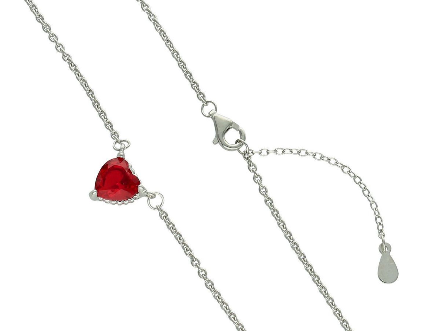 Naszyjnik srebrny celebrytka z czerwonym sercem z cyrkonią próba 925, DIA-NSZ-12601-925  to wyjątkowo kobiecy i romantyczny dodatek, który doskonale podkreśla dekolt i przyciąga spojrzenia.1.jpg