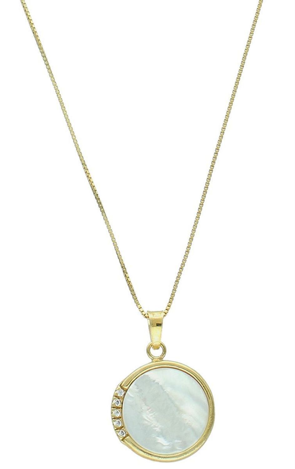 naszyjnik srebrny damski, naszyjnik pozłacany, naszyjnik z masą perłową, naszyjnik z cyrkoniami, srebro próba 925, elegancki naszyjnik damski, biżuteria damska, DIA-NSZ-12656-925 1.jpg