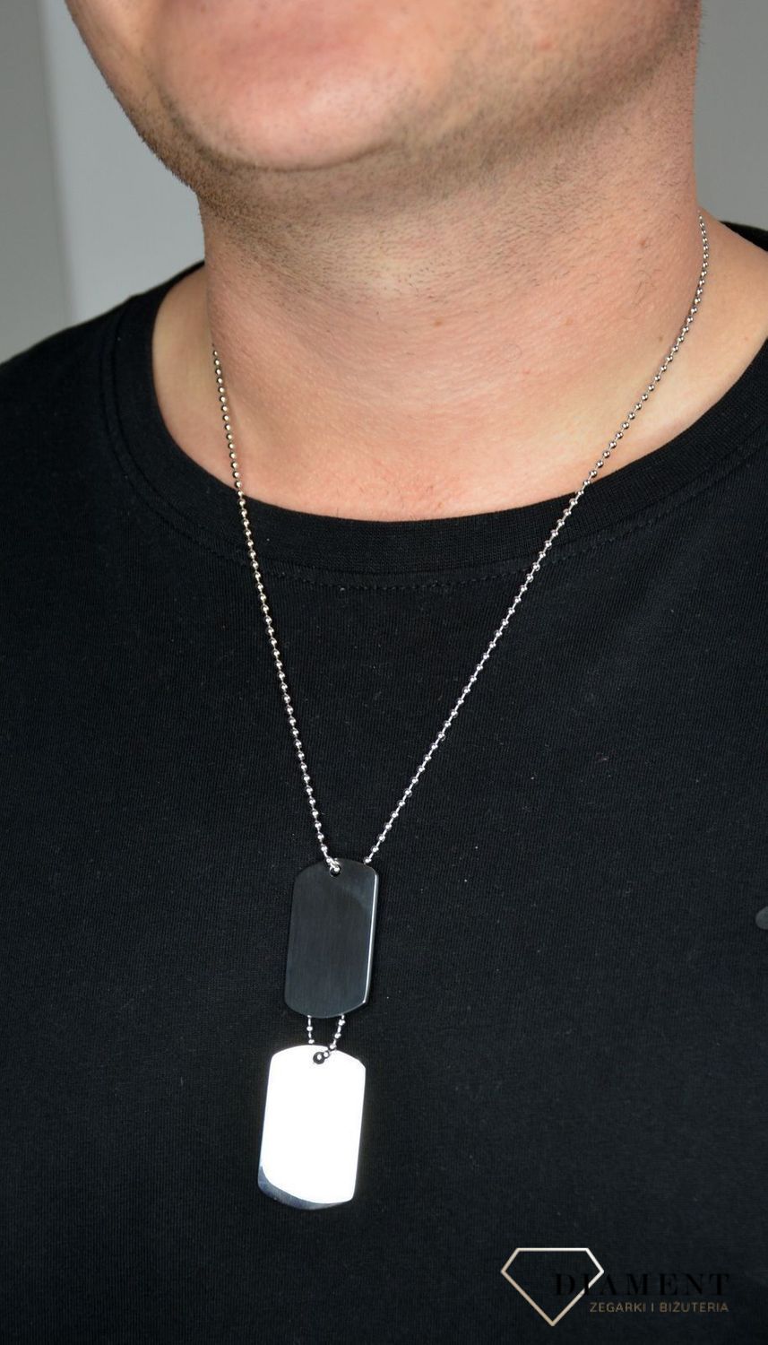 Naszyjnik męski nieśmiertelnik dwie blaszki DIA-NSZ-1295-STAL.jpg