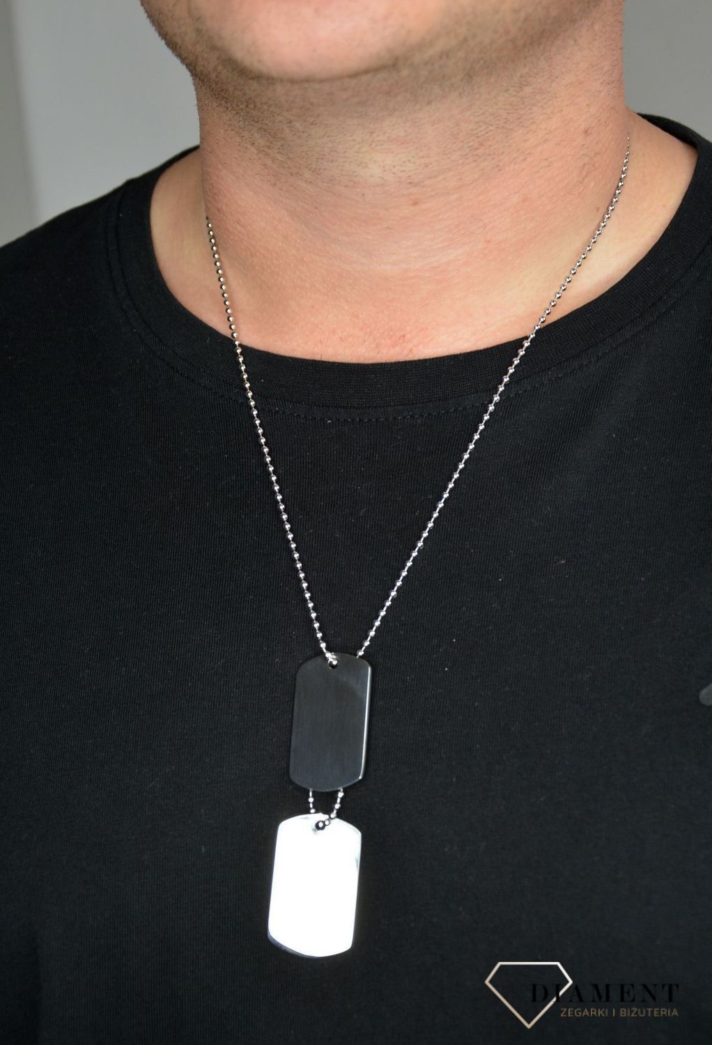 Naszyjnik męski nieśmiertelnik dwie blaszki DIA-NSZ-1295-STAL.jpg