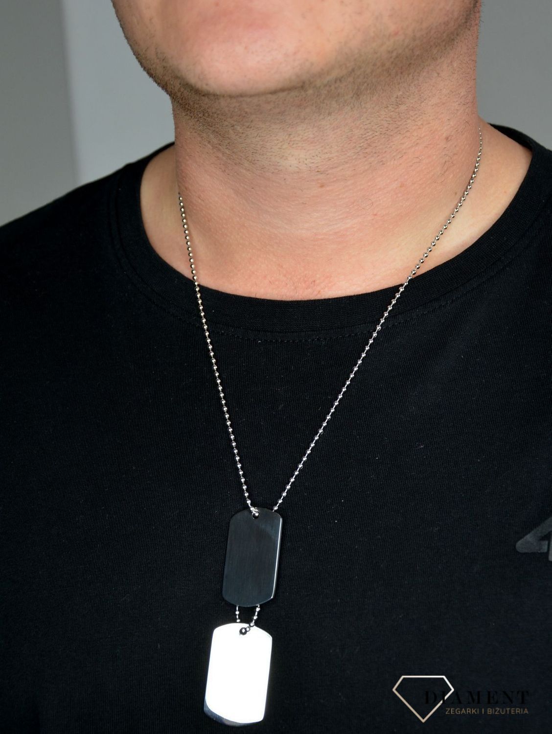 Naszyjnik męski nieśmiertelnik dwie blaszki DIA-NSZ-1295-STAL.jpg