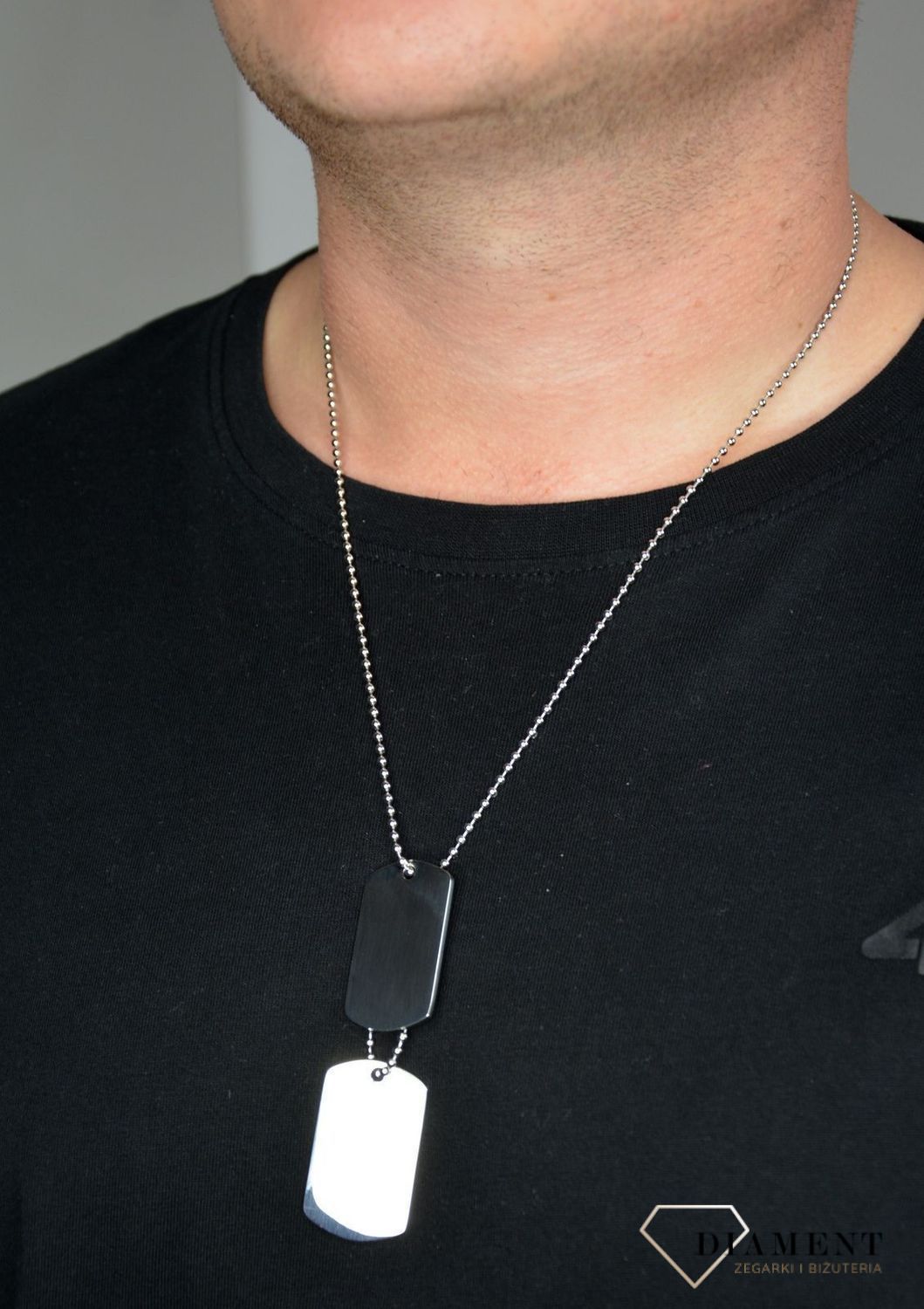 Naszyjnik męski nieśmiertelnik dwie blaszki DIA-NSZ-1295-STAL.jpg