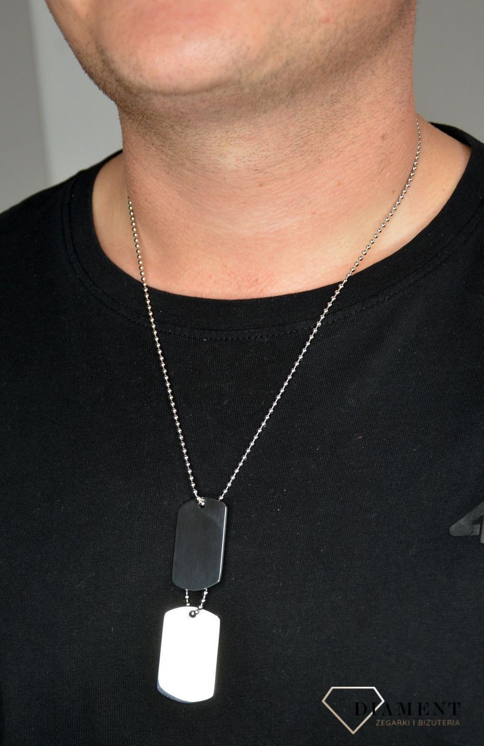 Naszyjnik męski nieśmiertelnik dwie blaszki DIA-NSZ-1295-STAL.jpg