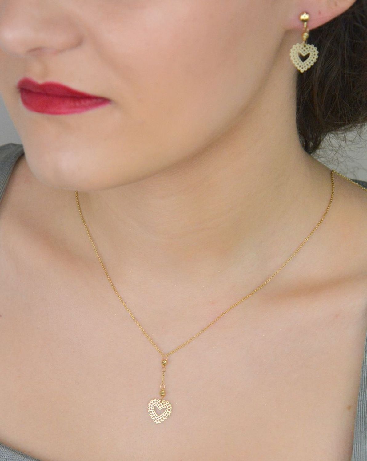 Złoty naszyjnik celebrytka wiszące serce próba 585, DIA-NSZ-12961-585. Naszyjnik celebrytka z wiszącym sercem to świetny wybór na prezent (2).jpg