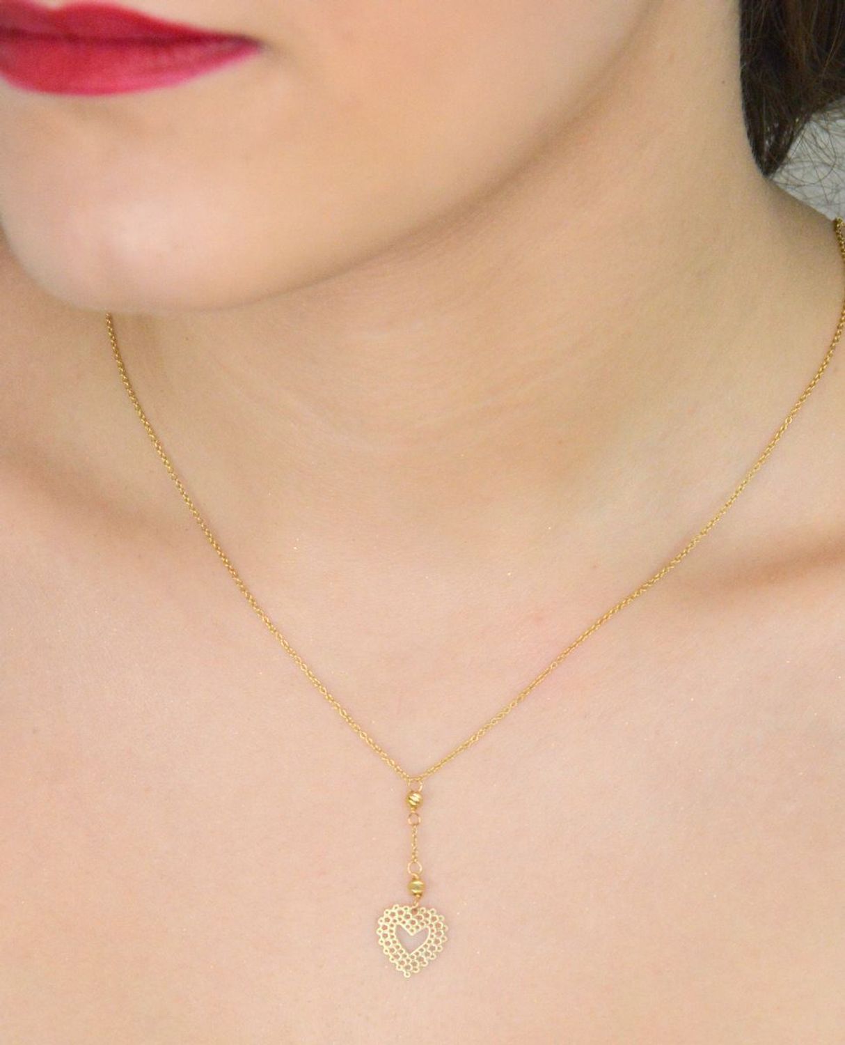 Złoty naszyjnik celebrytka wiszące serce próba 585, DIA-NSZ-12961-585. Naszyjnik celebrytka z wiszącym sercem to świetny wybór na prezent (2).jpg