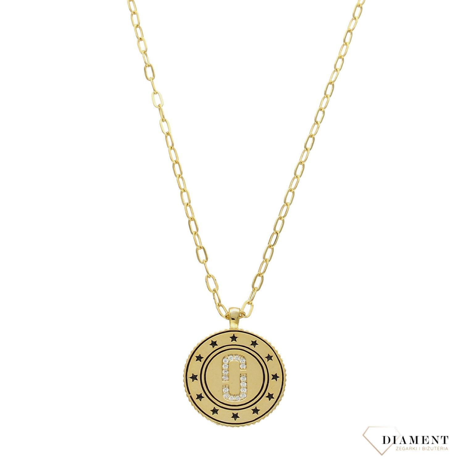 Łańcuszek srebrny pokryty złotem z ogniwek z zawieszką i gwiazdeczkami DIA-NSZ-1298-925.jpg