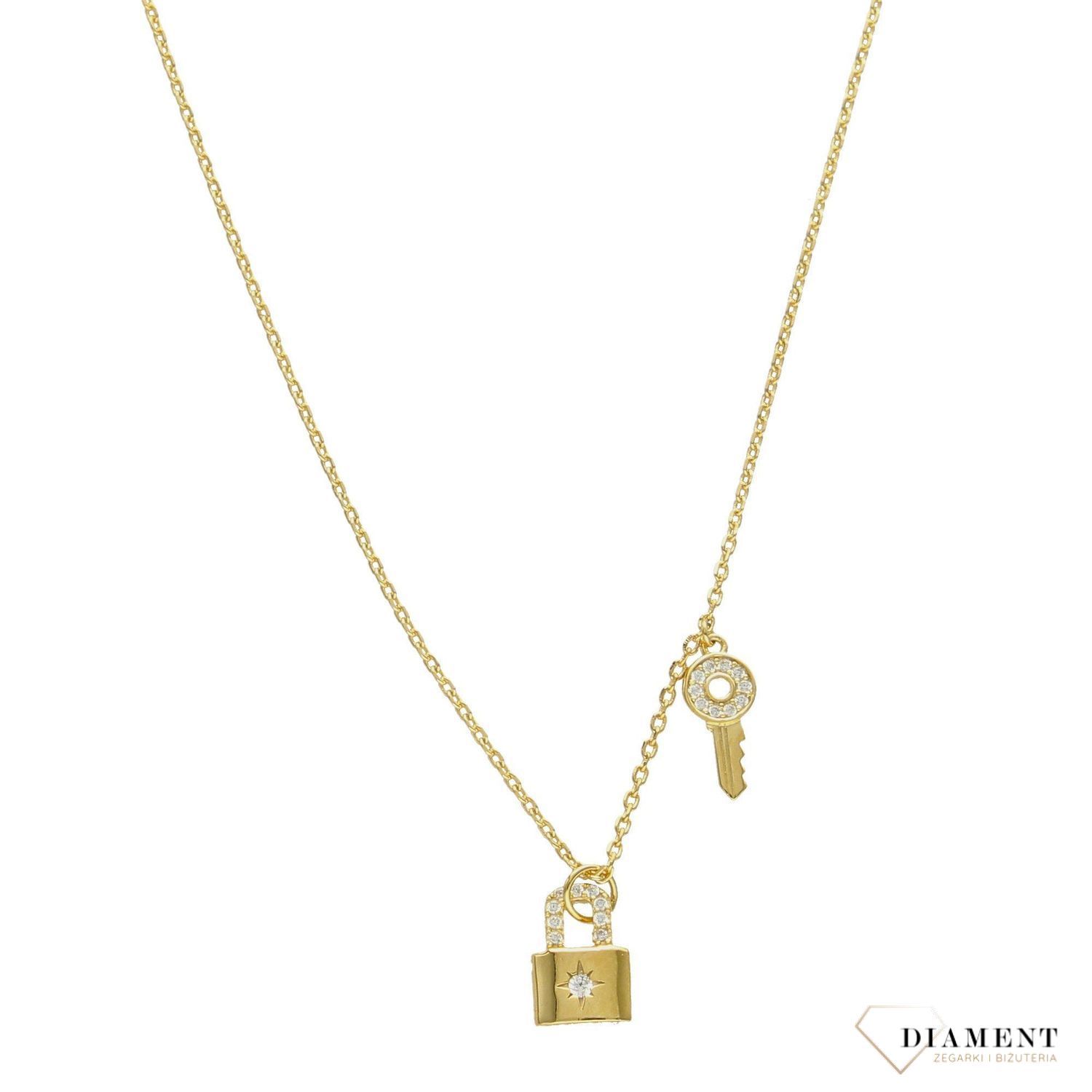 Naszyjnik srebrny pokryty złotem 'Kłódka z kluczykiem' DIA-NSZ-1306-925.jpg