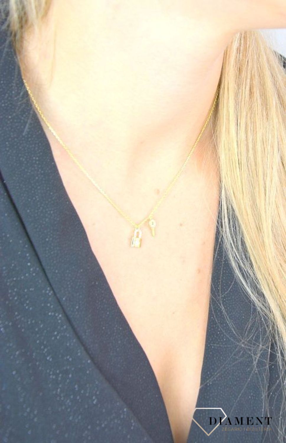 Naszyjnik srebrny pokryty złotem 'Kłódka z kluczykiem' DIA-NSZ-1306-925.jpg