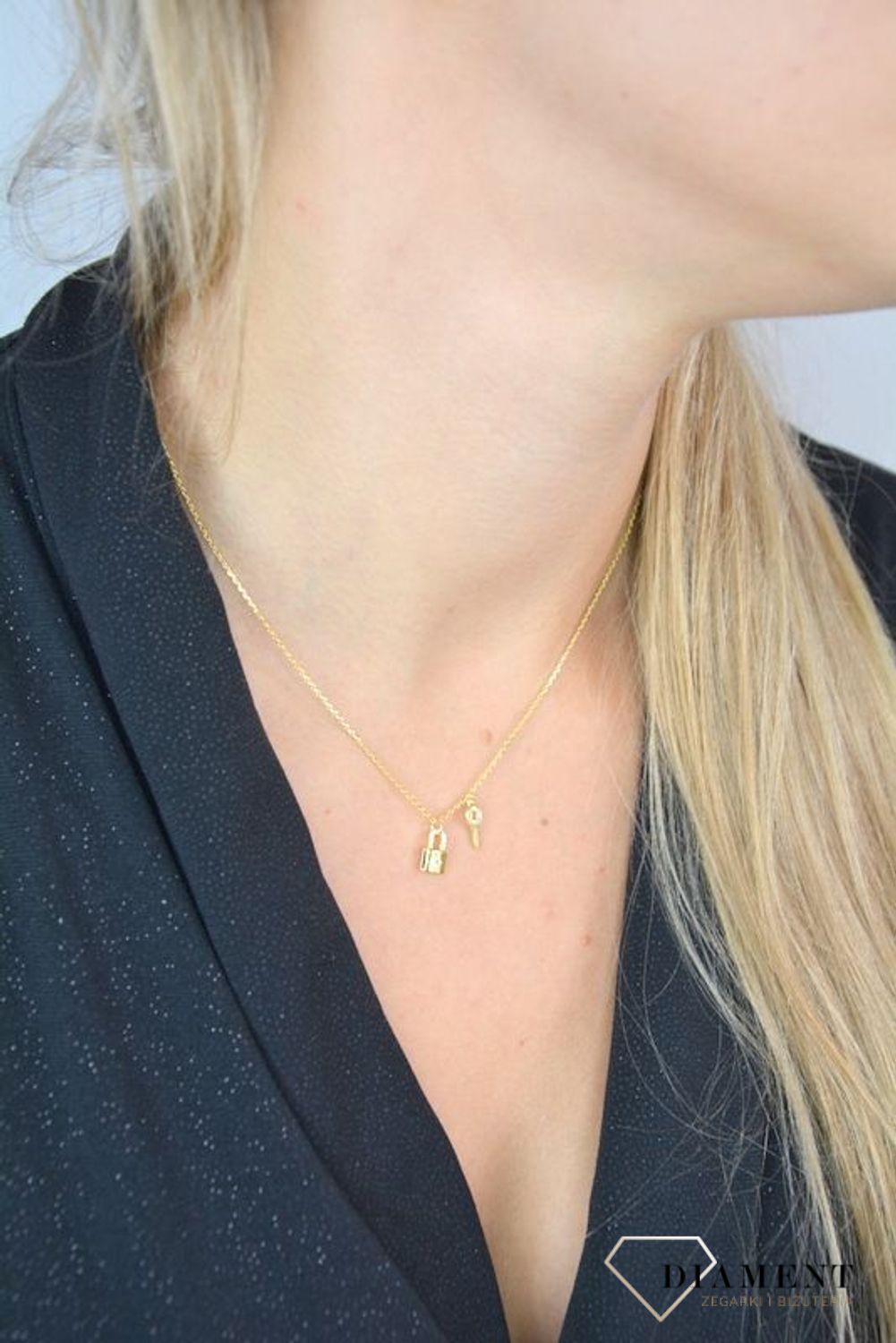 Naszyjnik srebrny pokryty złotem 'Kłódka z kluczykiem' DIA-NSZ-1306-925.jpg