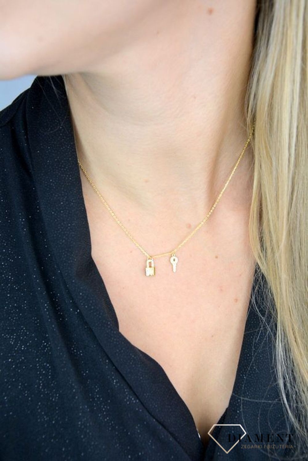 Naszyjnik srebrny pokryty złotem 'Kłódka z kluczykiem' DIA-NSZ-1306-925.jpg