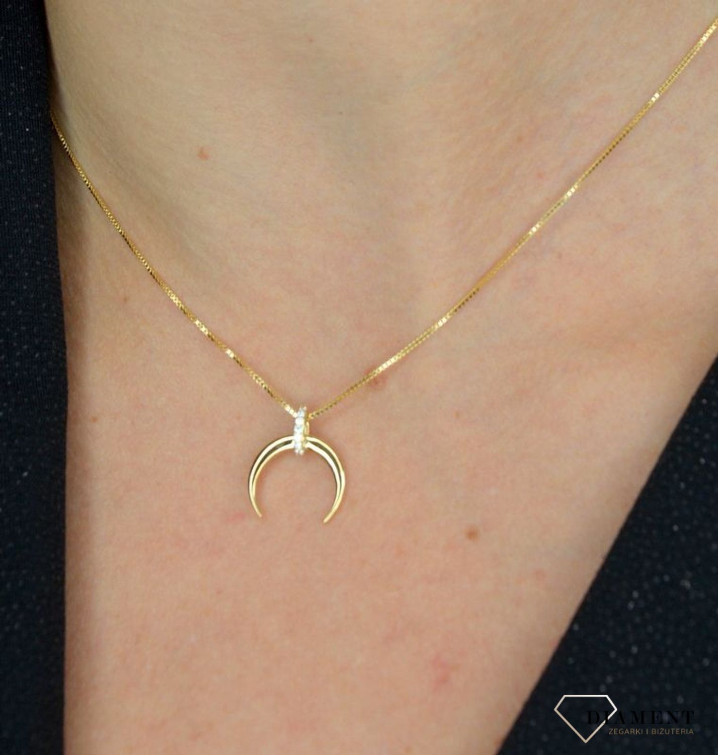 Naszyjnik srebrny księżyc z cyrkonią pokryty złotem DIA-NSZ-1308-925.jpg