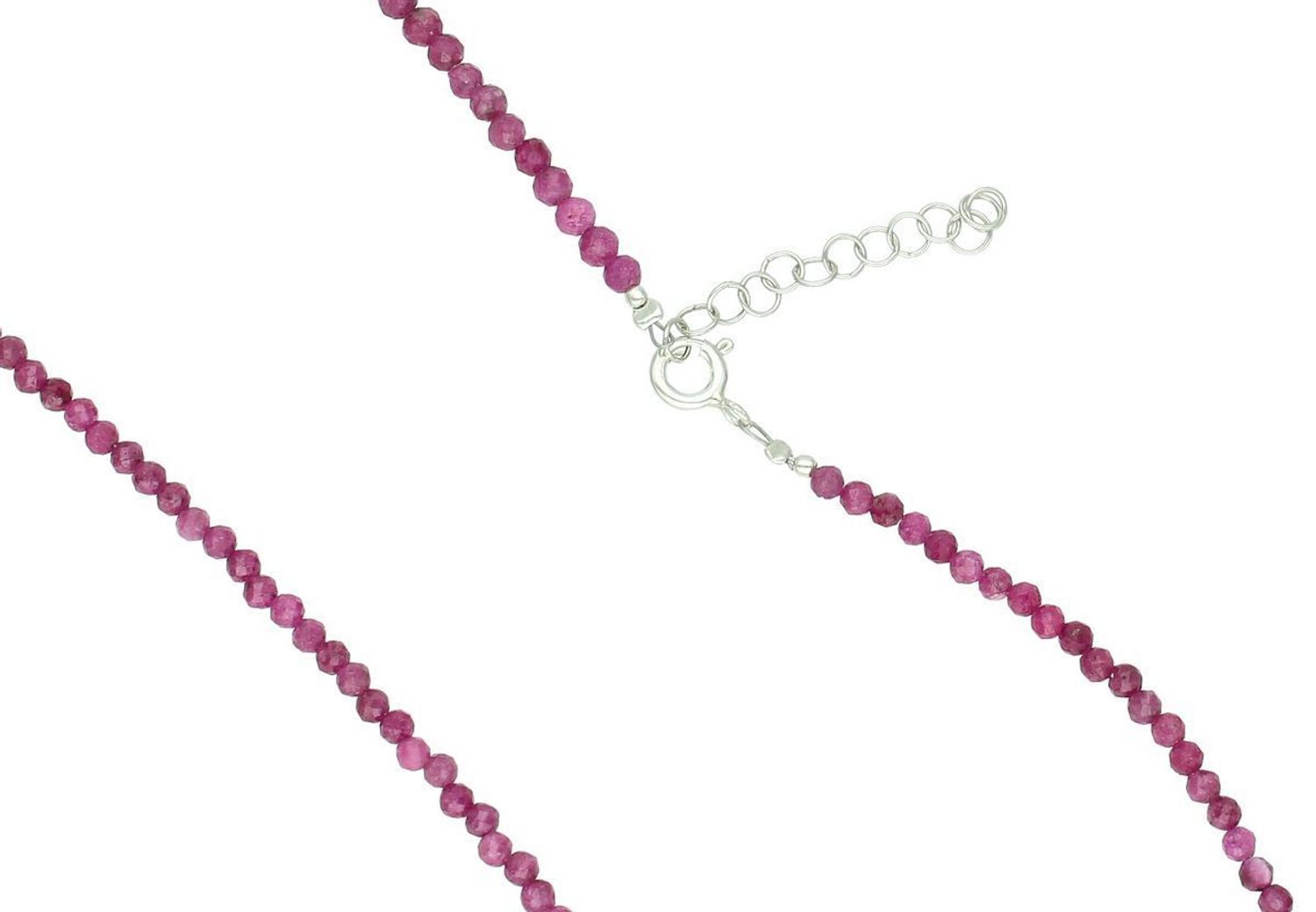 Delikatny naszyjnik damski DIA-NSZ-13114-925 ze srebra 925 i naturalnych rubinów 3 mm. Długość 42–45 cm, waga 5,30 g. Elegancja, kobiecość i ponadczasowy styl.1.jpg