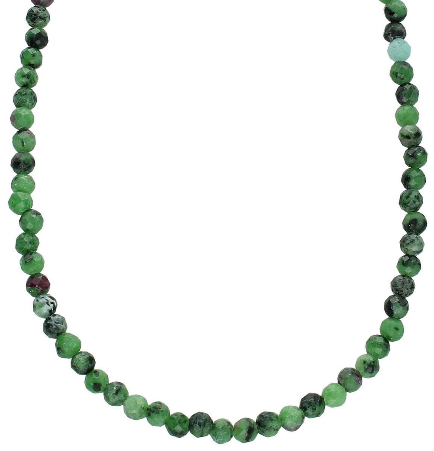 Naszyjnik damski srebrny 925 z naturalnym zoisytem i rubinem. Długość 41 cm + 3 cm, kamienie 4 mm, waga 13 g. Elegancki, z charakterem – idealny jako prezent lub stylowy dodatek na co dzień.1.jpg