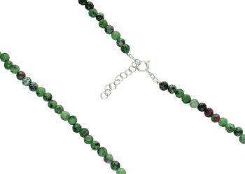 Naszyjnik damski srebrny 925 z naturalnym zoisytem i rubinem. Długość 41 cm + 3 cm, kamienie 4 mm, waga 13 g. Elegancki, z charakterem – idealny jako prezent lub stylowy dodatek na co dzień.2.jpg