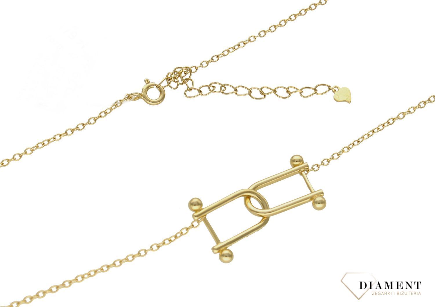 Naszyjnik srebrny damski celebrytka z podwójna zawieszką U'' pokryta złotem DIA-NSZ-1316-925. Naszyjnik wykonany z najwyższej próby srebra 925 w połączeniu z modną zawieszką w kształcie podwójnej litery U (2).jpg