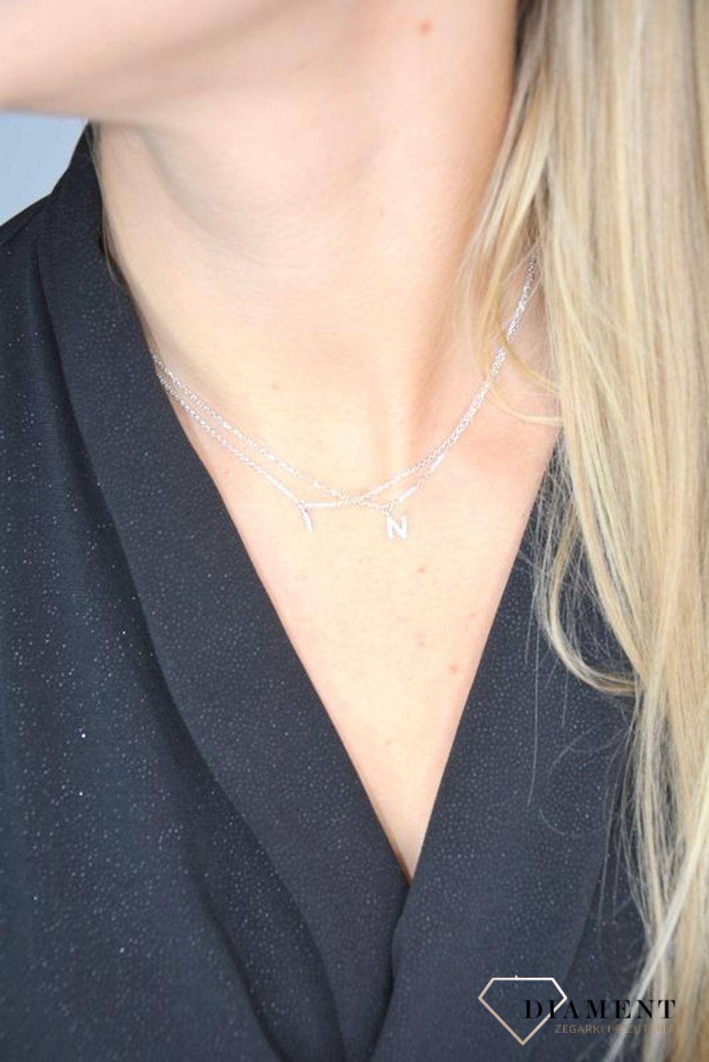 Srebrny naszyjnik z literką I i cyrkoniami DIA-NSZ-1319-925.jpg