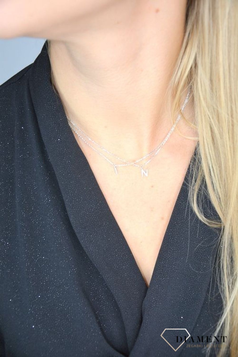 Srebrny naszyjnik z literką I i cyrkoniami DIA-NSZ-1319-925.jpg