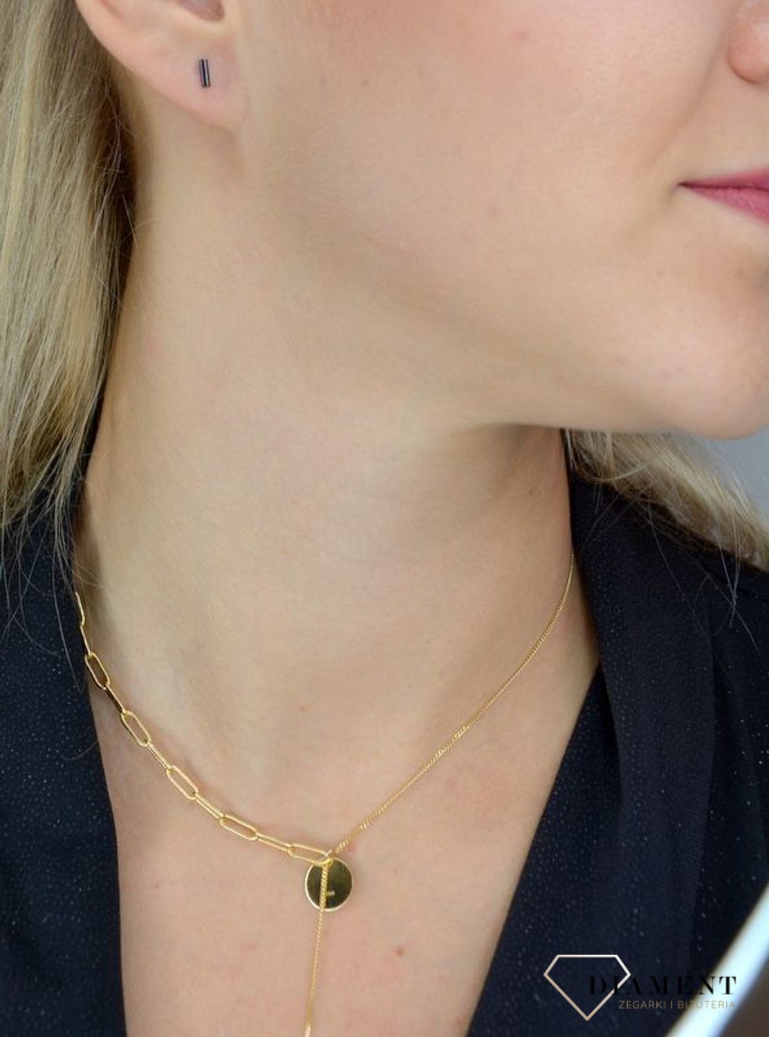 Srebrny naszyjnik pokryty złotem 'MERCI smile' DIA-NSZ-1321-925.jpg