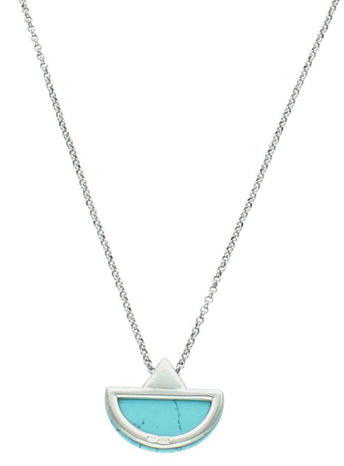 Damski naszyjnik ze srebra próby 925 z zawieszką z turkusem. Długość 42 + 3 cm, waga 3,30 g. Model DZN238TURR – elegancki dodatek z naturalnym akcentem.1.jpg