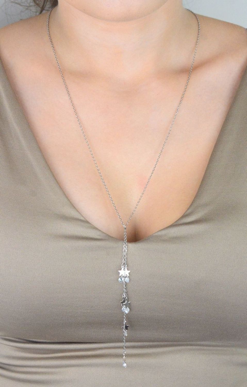 Srebrny naszyjnik celebrytka krawatka z kryształkiem i gwiazdkami – srebro 92 (2).jpg
