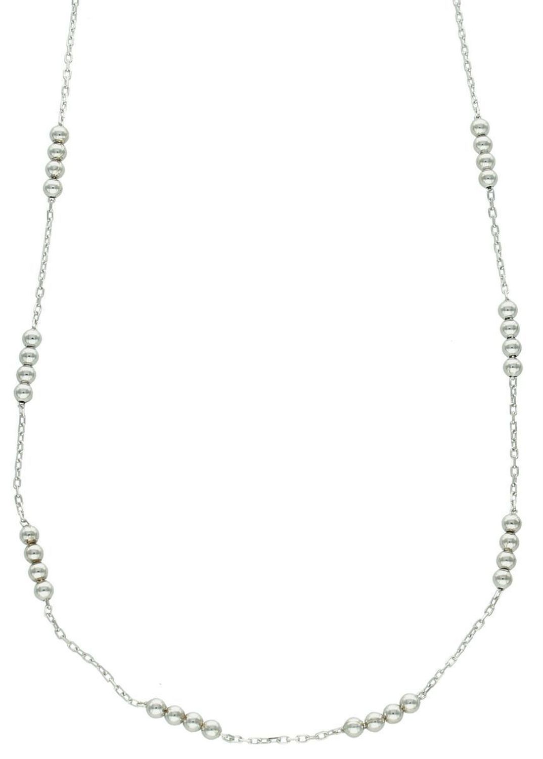 Delikatny srebrny naszyjnik DIA-NSZ-13361-925 z gładkimi kuleczkami, próba 925, długość 40 cm, waga 2,70 g. Klasyczny, minimalistyczny styl z wygodnym zapięciem na karabińczyk.1.jpg
