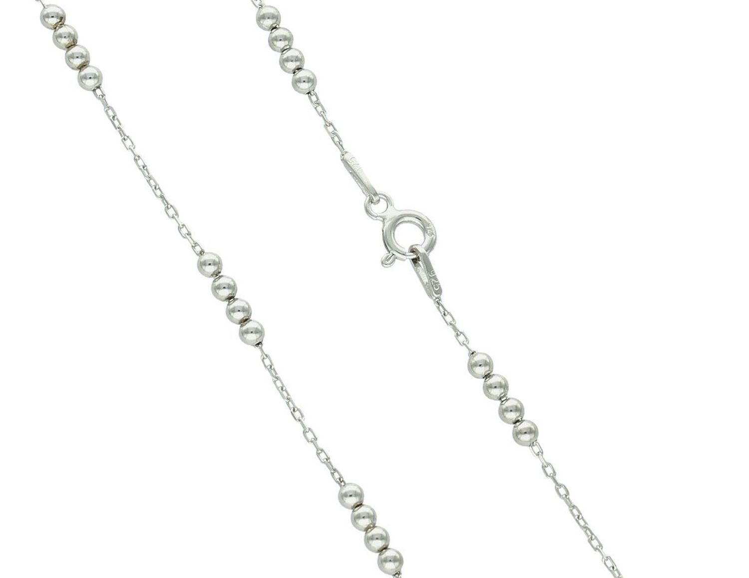 Delikatny srebrny naszyjnik DIA-NSZ-13361-925 z gładkimi kuleczkami, próba 925, długość 40 cm, waga 2,70 g. Klasyczny, minimalistyczny styl z wygodnym zapięciem na karabińczyk.1.jpg