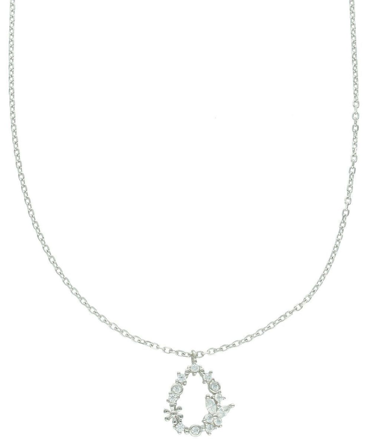 Naszyjnik srebrny DIA-NSZ-13362-925 z zawieszką w kształcie łezki i małym motylkiem, zdobiony cyrkoniami. Srebro próby 925, długość 42 + 3 cm, zawieszka 1,3 × 1,0 cm, splot ankier1.jpg