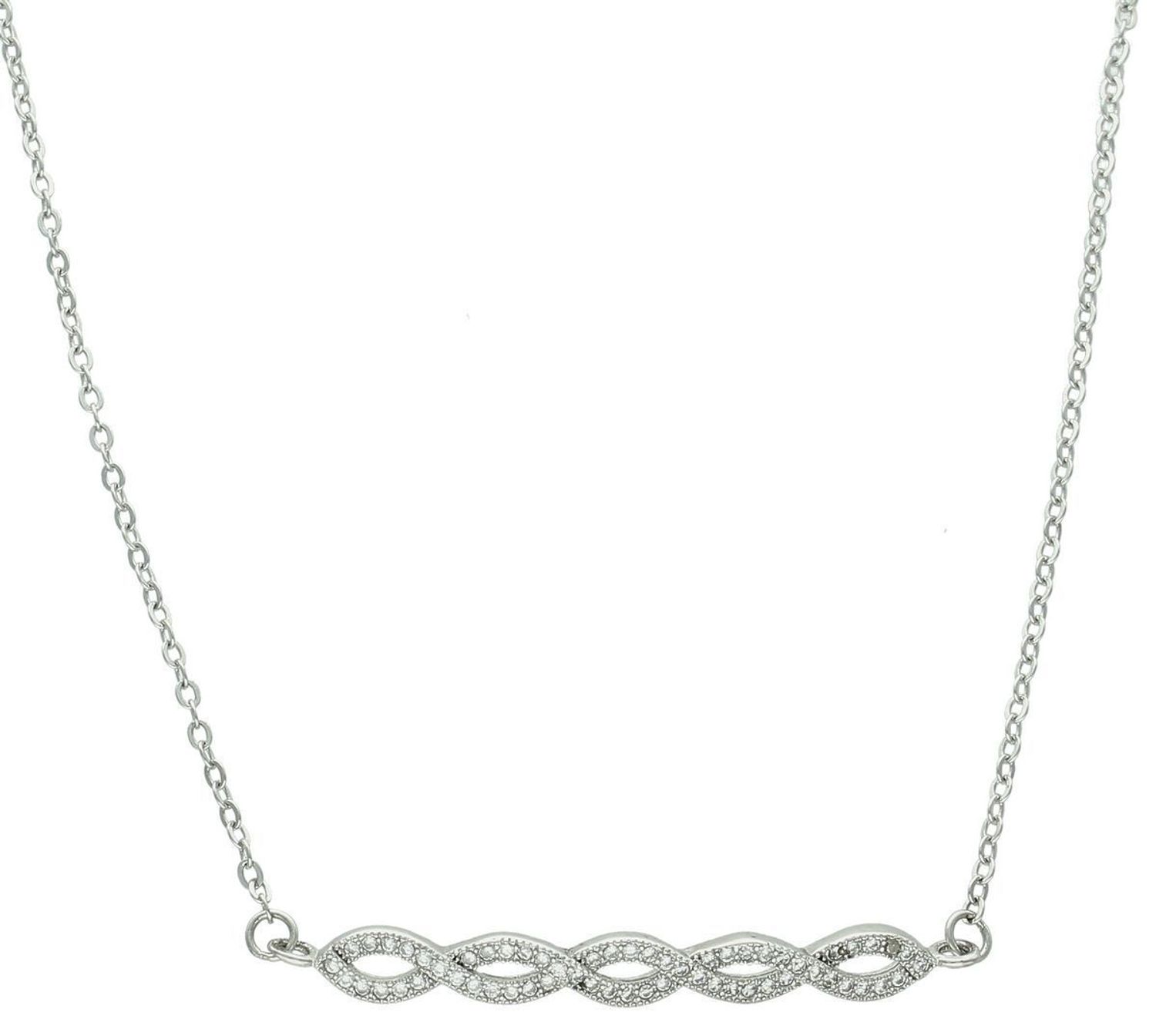 Naszyjnik damski srebrny próby 925 z zawieszką montowaną poprzecznie, zdobioną cyrkoniami. Model DIA-NSZ-13488-925, długość 41 cm + 4 cm, element ozdobny 4,0 cm x 4 mm, waga 2,91 g. 1.jpg