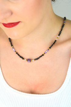 Naszyjnik damski ze srebra próby 925 z naturalnym spinelem, turmalinem i kryształami Swarovskiego. Długość 45 + 2 cm. Styl, energia i elegancja w wyjątkowej biżuterii z duszą (4).JPG