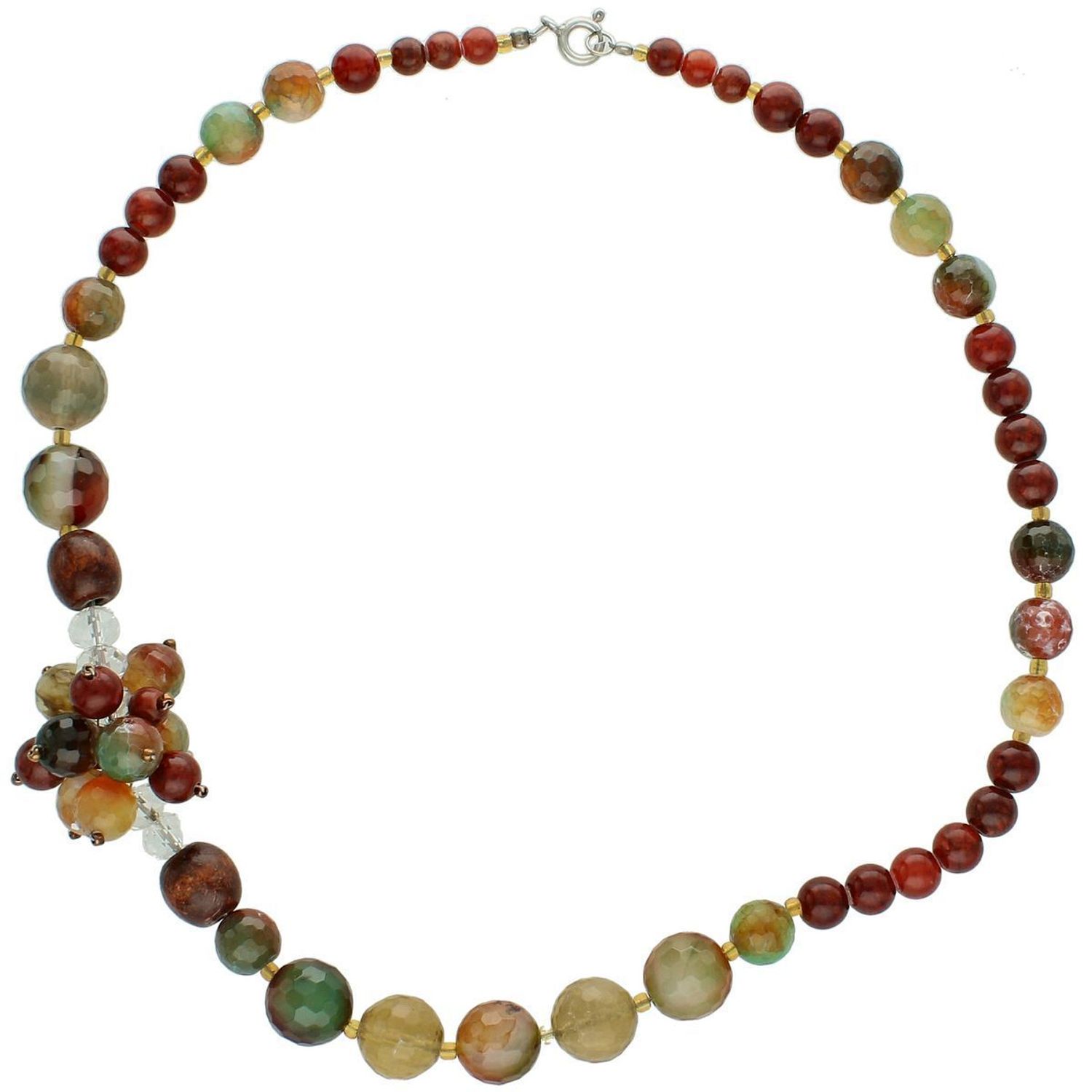 Naszyjnik srebrny próby 925 z naturalnymi kamieniami agatem i jadeitem. Klasyczny styl i wyjątkowa elegancja. Zapięcie na karabińczyk.1.jpg