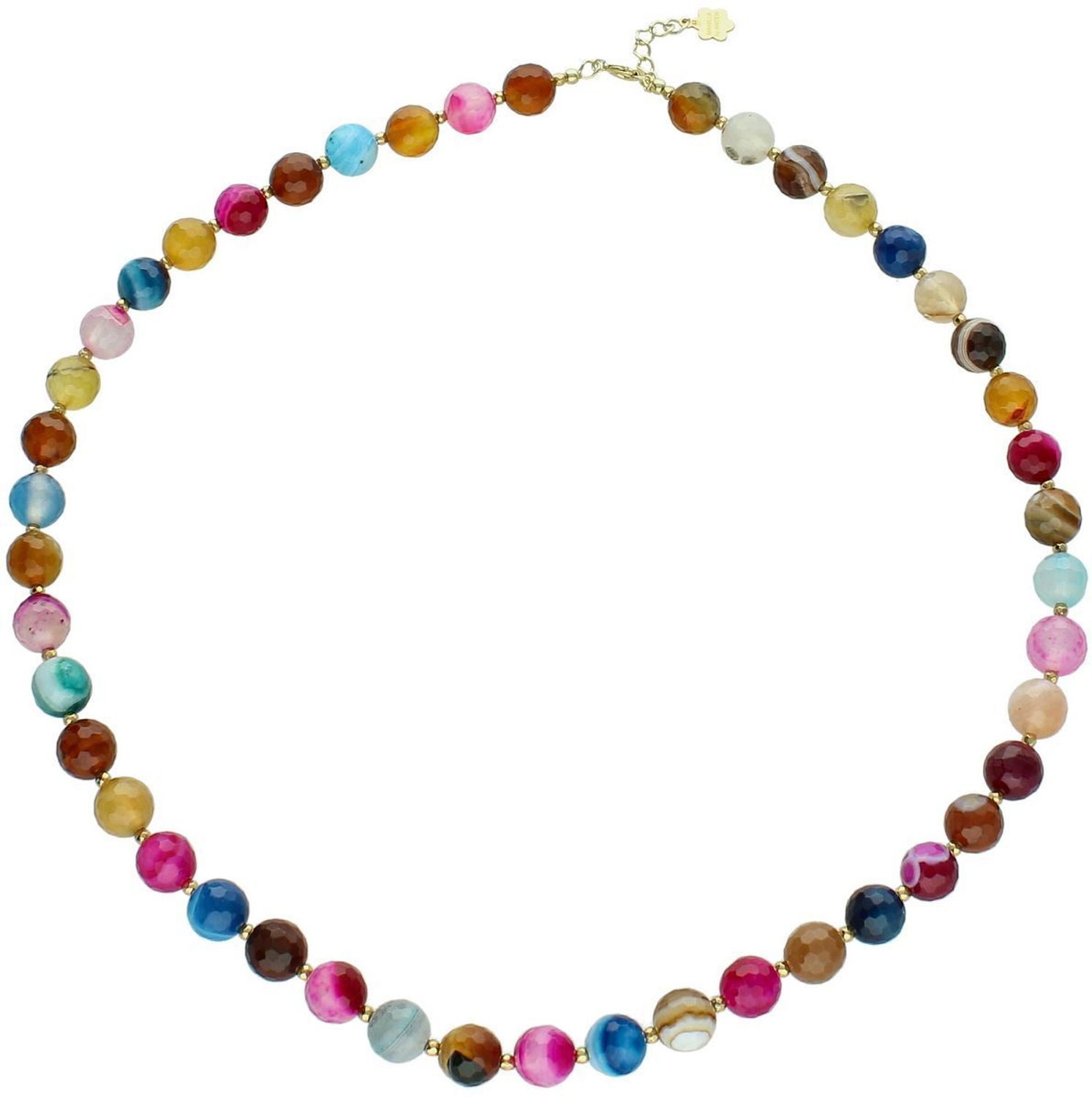 Efektowny naszyjnik srebrny próby 925 z kolorowym agatem. Naturalne kamienie 8 mm. Długość 44 + 3 cm. Zapięcie na karabińczyk.1.jpg