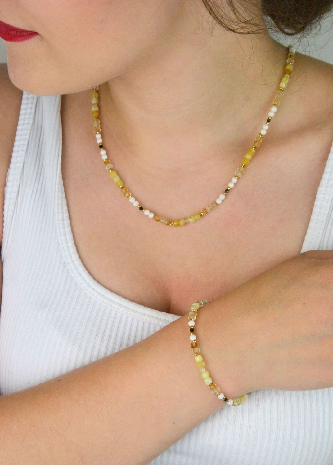 Naszyjnik damski srebrny pozłacany z opalem, cytrynem, koralem i turmalinem  Kamienie naturalne  DIA-NSZ-13516-925  925 nsz.jpg