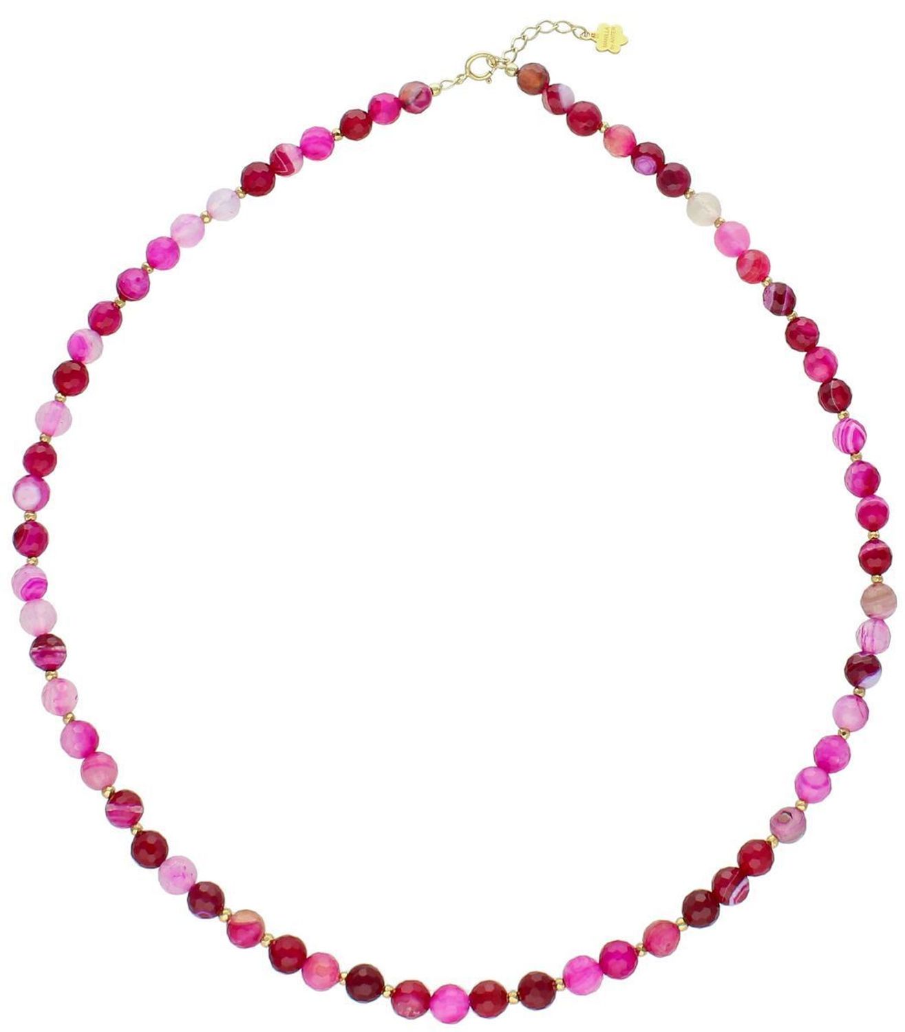 Elegancki naszyjnik damski ze srebra próby 925, pozłacany, z naturalnym różowym agatem 6 mm. Długość 45 cm + 2 cm regulacji, waga 19 g.1.jpg