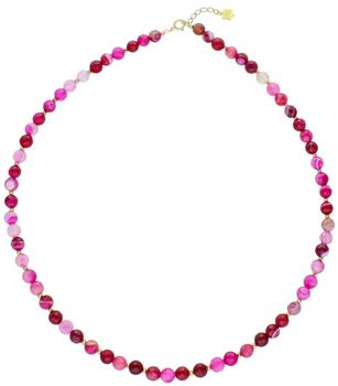 Elegancki naszyjnik damski ze srebra próby 925, pozłacany, z naturalnym różowym agatem 6 mm. Długość 45 cm + 2 cm regulacji, waga 19 g.1.jpg