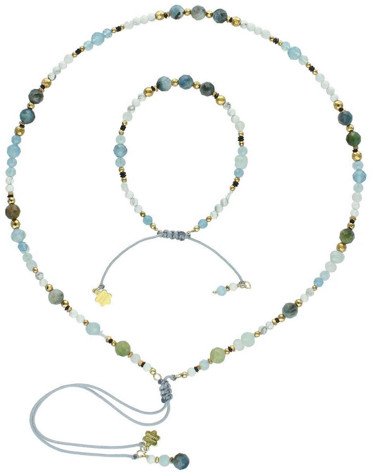 Naszyjnik damski srebrny z akwamarynem, labradorytem i koralem  Kamienie naturalne  Srebro 925  60 cm  Zapięcie ściągane.jpg