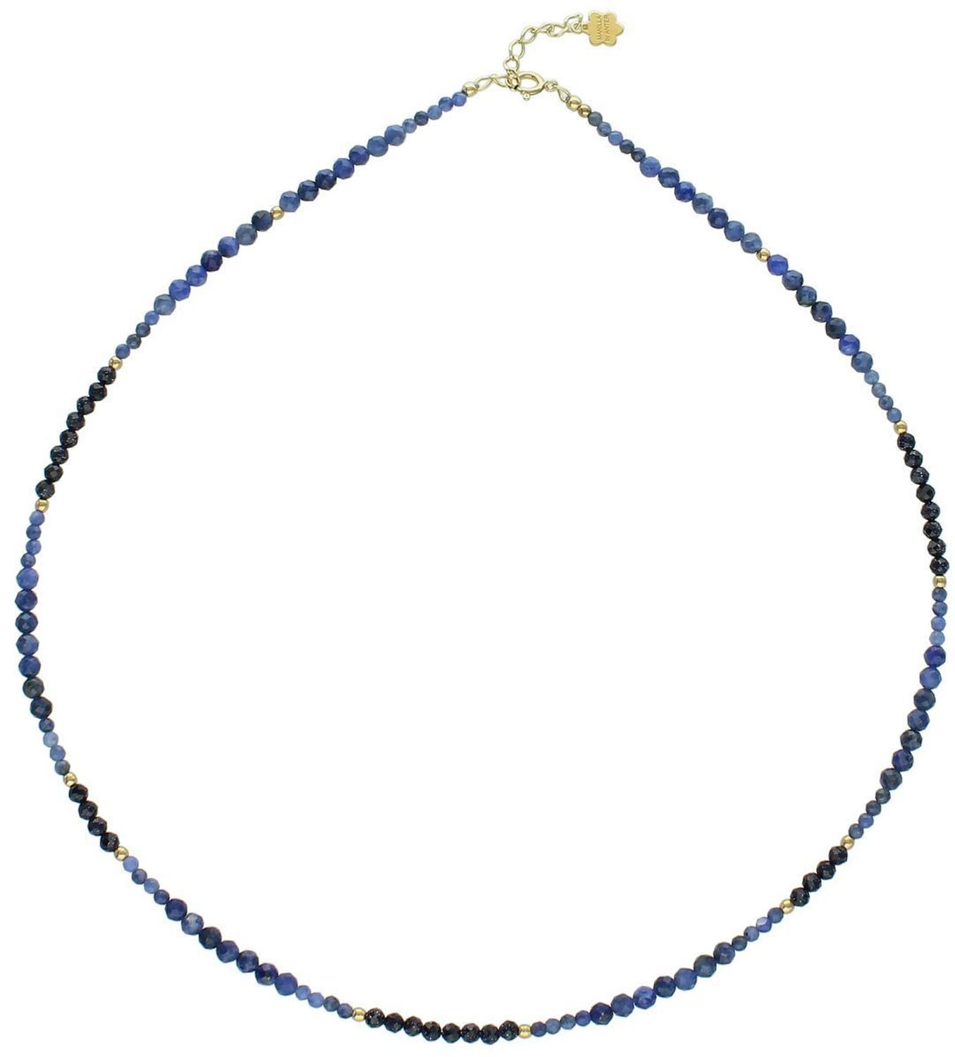 Elegancki naszyjnik damski ze srebra próby 925, pozłacany, z naturalnymi kamieniami sodalit i noc Kairu 3 mm. Długość 45 cm + 2 cm regulacji, zapięcie na karabińczyk.1.jpg