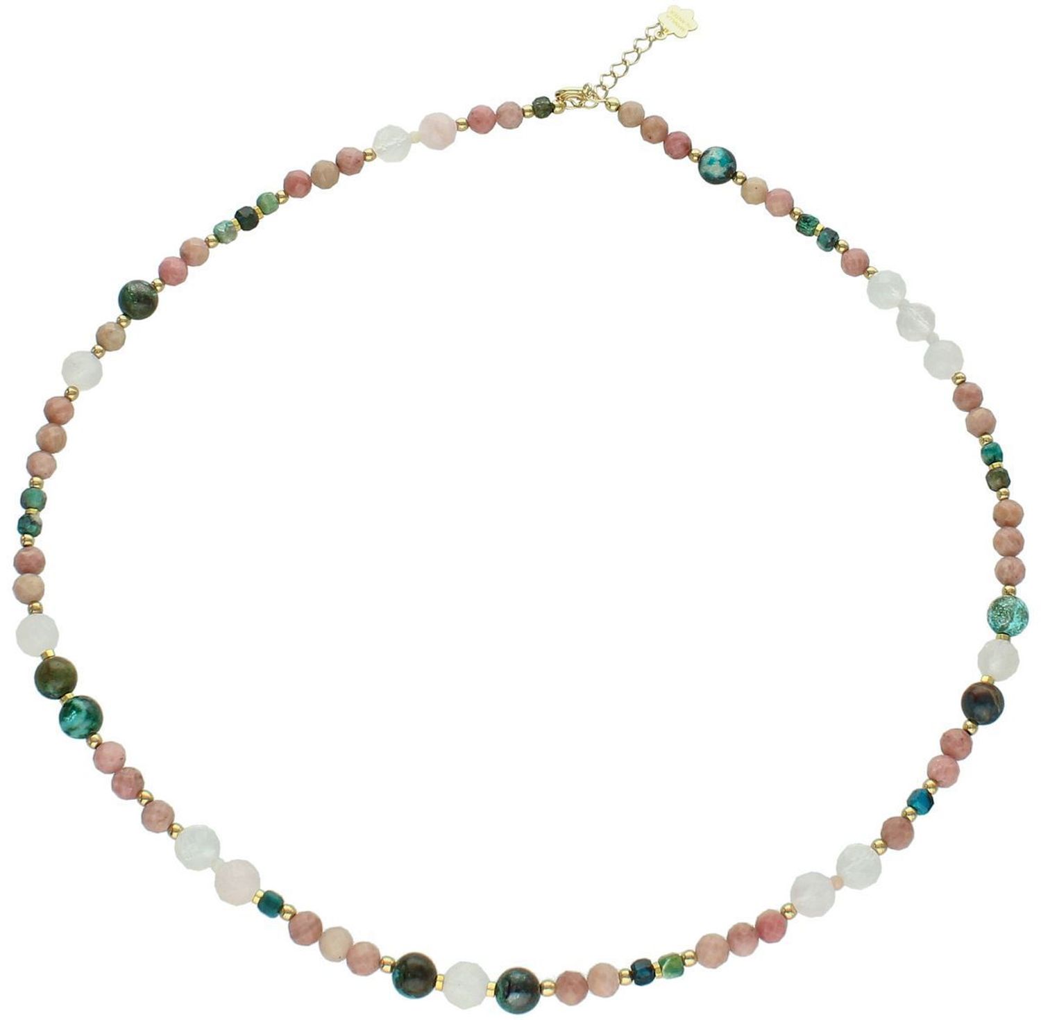 Naszyjnik damski srebrny z chryzokolą, rodonitem i kwarcem różowym – kamienie naturalne  DIA-NSZ-13536-925.jpg