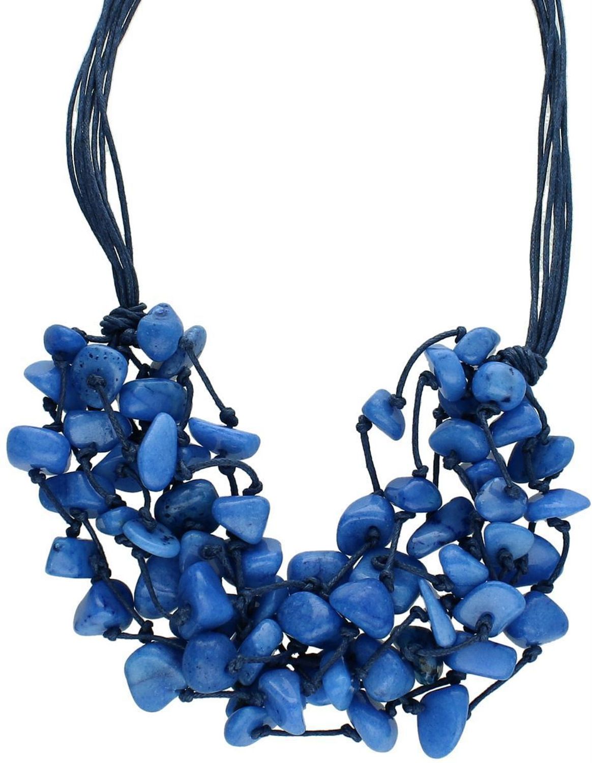 Naszyjnik z kamieniem naturalnym howlit na granatowych rzemykach. Zapięcie na karabińczyk, długość 50 cm. Biżuteria damska ze srebra próby 925.1.jpg