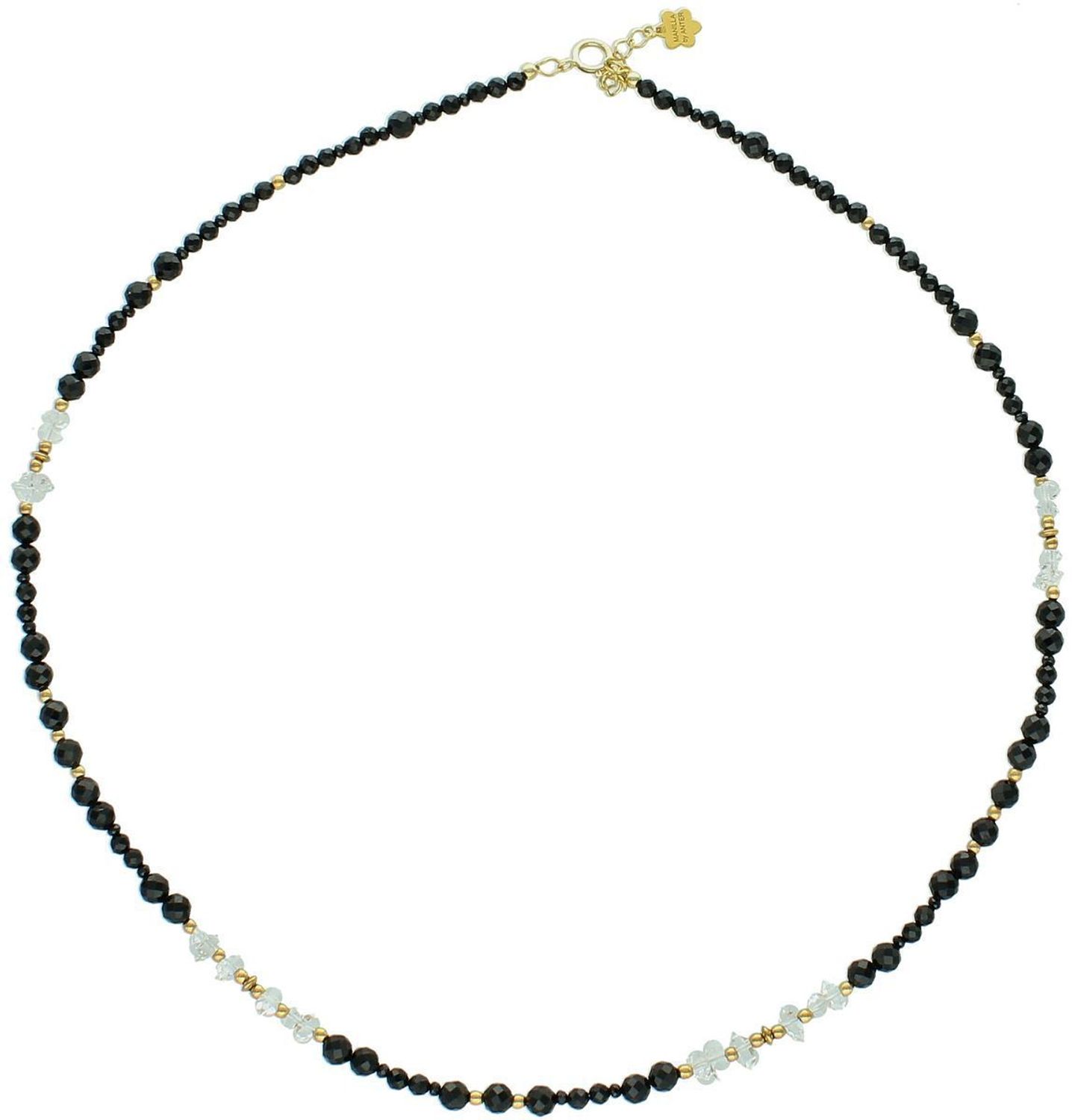 Naszyjnik damski ze srebra próby 925 z naturalnymi kamieniami diamentem Herkimer, spinelem i turmalinem. Długość 45 + 2 cm, zapięcie na karabińczyk. Elegancka biżuteria z kamieniami 1.jpg